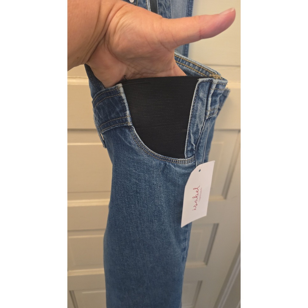 Isabel Maternity Denim Overalls Blue Wide Leg Stretchy Side Panels Size 14 NWT - Picture 6 of 6